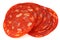 Chorizo sliced on white background