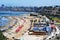 chorrillos peru-aerial view of the beach-agua dulce in pacific ocean