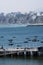 Chorrillos Peru view of the city from the Pacific Ocean with yachts and luxurious buildings