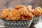 Chouquette, french choux pastry on the wooden table