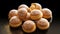 Choux au Craquelin: A display of choux pastry puffs, sugar-coated shells encasing cream filling