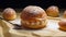 Choux au Craquelin: A display of choux pastry puffs, sugar-coated shells encasing cream filling