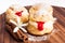 Choux pastry with cream and crimson curd