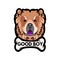 Chow Chow dog breed. Bone. Good boy inscription. Chow Chow portrait. Vector.