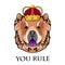 Chow Chow king. Crown. Dog Portrait. Vector.