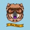 Chow Chow Pilot. Dog aviator. Dog portrait. Dog breed. Vector.