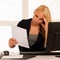 chrisis and depression - Businiss woman in office with bad business results