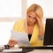 chrisis and depression - Businiss woman in office with bad business results