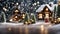 chrismas festive celebrate greeting backgroun of joyful house with snow flake and pine tree