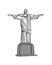 Christ the Redeemer famous statue hand drawn illustration