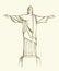 Christ the Redeemer, Rio de Janeiro, Brazil. Vector sketch