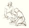 Christ washes Peter\\\'s feet. Pencil drawing