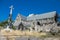 Christchurch city center, ruined cathedral after the earthquake