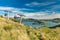 Christchurch Gondola and the Lyttelton port from Port Hills in New Zealand