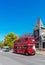 CHRISTCHURCH, NEW ZEALAND - OCTOBER 18, 2018: Double decker tourist bus. Vertical. Copy space for text