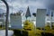 Christchurch, New Zealand, October 2, 2019: Close-up of the 185 White Chairs outdoor sculpture dedicated to the earthquake in the