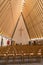 Christchurch, New Zealand, October 2, 2019: Interior image of the cardboard cathedral made temporarily after the earthquake taken