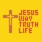 Christian art. Colorful interlocking plastic bricks, plastic construction. Jesus is the way, and truth and the life