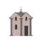 Christian Catholic church building, vector cartoon illustration of vintage architectural chapel for funeral ceremonies