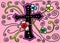 A Christian Catholic purple rimmed black crucifix with surrounding vines and flowers