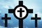 Christian celestial Cross symbol with  middle circle and beautiful cloud sky   background.