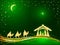 Christian Christmas on Green Background with Birth of Jesus and Star