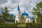 Christian church with blue domes, Orthodox church