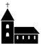 Christian church icon silhouette. Vector illustration isolated on white. Religious building
