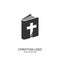 Christian church logo. Bible symbols. The Bible, the cross and the steps leading to God