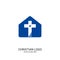 Christian church logo. Bible symbols. The Church of Christ, the cross and steps leading to God