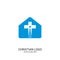 Christian church logo. Bible symbols. The Church of Christ, the cross and steps leading to God