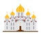 Christian Church. Orthodox church. Flat Cartoon style chapel with cross, chapel, domes. Orthodox church buildings vector