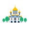 Christian Church. Orthodox church, the temple of Christ the Savior in Moscow, Russia. Flat Cartoon style chapel with
