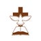 Christian church symbol with Bible, cross and dove