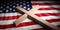 Christian cross on American flag background. 3d illustration
