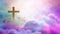 Christian Cross appears bright in pastel and beautiful skies. It`s the hope of love and freedom in the sky background.