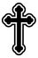 Christian cross. Black and white silhouette. Religion catholic symbol, traditional theology element, church holy sign