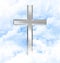 Christian cross in blue sky