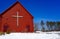 Christian cross on church building red white blue patriotism patriotic