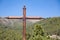 Christian cross or crucifix in landscape, Christianity concept