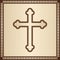 Christian Cross on elegant background with filigree frame