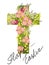 Christian cross in flowers. Religious concept.