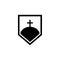 christian cross in hill symbol vector illustration. Calvary Crosses, hill and mountain with holy christian cross logo, church of