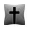 Christian cross icon. Black religion logo. Vector illustration