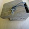 Christian cross with leather cord and wooden keepsakes box.