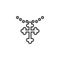 Christian cross necklace outline icon