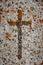 Christian cross on old grave slab