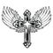 Christian Cross Wing Crown Vector Drawing Blak Vintage Wings Bird feather Tattoo Hawk Angel Wings 13