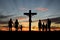 Christian Families Standing Before Cross of Jesus