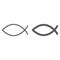 Christian fish line and glyph icon, religious and symbol, jesus fish sign, vector graphics, a linear pattern on a white